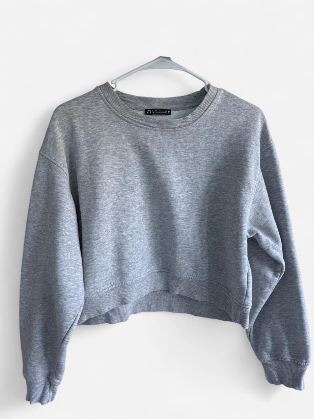 Zara Cropped Crewneck Sweatshirt Heather Gray Medium